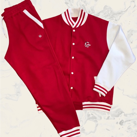 Gentleman Apparels Red and White Varsity Sweatsuit - Picture 1 of 1